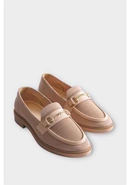 Toka Detaylı Triko Loafer Günlük Kadın Babet Ayakkabı VİZON fiyatları