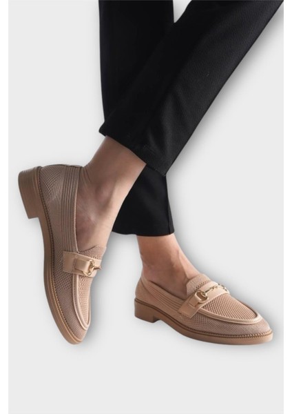 Toka Detaylı Triko Loafer Günlük Kadın Babet Ayakkabı VİZON fırsatları