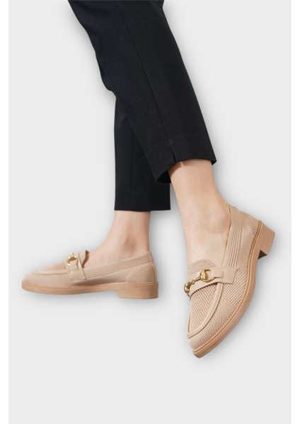 Toka Detaylı Triko Loafer Günlük Kadın Babet Ayakkabı VİZON indirimleri