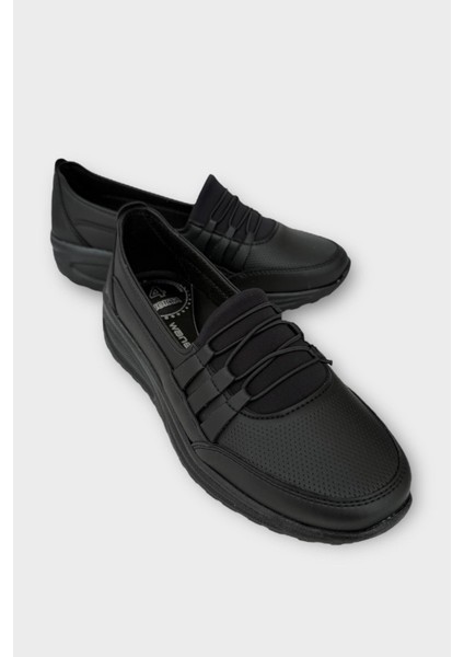 Kadın Ortopedik Taban Spor Bantlı Lastikli Anne Günlük Ayakkabı SİYAH - SİYAH fiyatları