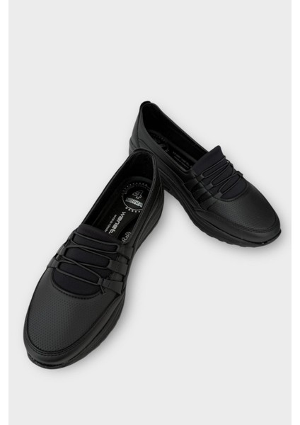 Kadın Ortopedik Taban Spor Bantlı Lastikli Anne Günlük Ayakkabı SİYAH - SİYAH modelleri