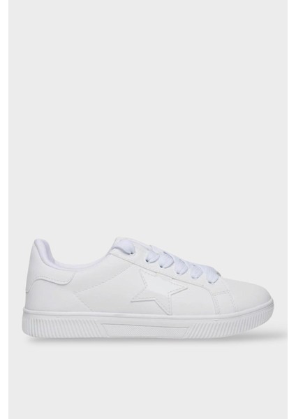 Yıldızlı Spor Kadın Sneaker Ayakkabı Bej