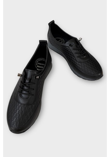 Kadın Günlük Hafif Mevsimlik Rahat Akıllı Bağcık Ortopedik Casual Ayakkabı Siyah