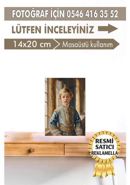 NO:118 Kişiye Özel Tasarım Erkek Çocuk Tablosu Hediyelik Kraliyet Kıyafetli Portresi