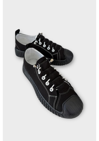 Kolay Giyilebilir Lastik Bağcıklı Spor Keten Sneaker Ayakkabı Füme