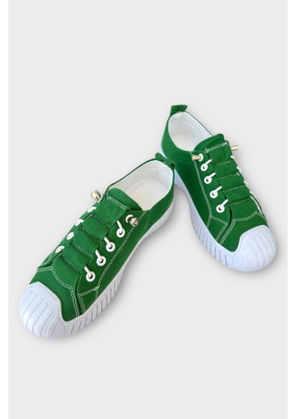 Kolay Giyilebilir Lastik Bağcıklı Spor Keten Sneaker Ayakkabı Füme
