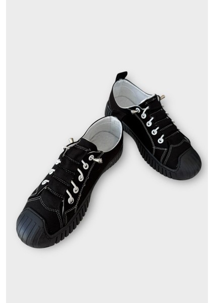Kolay Giyilebilir Lastik Bağcıklı Spor Keten Sneaker Ayakkabı Füme
