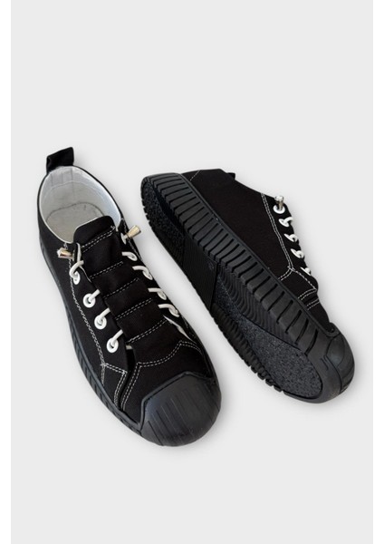 Kolay Giyilebilir Lastik Bağcıklı Spor Keten Sneaker Ayakkabı Füme