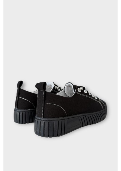 Kolay Giyilebilir Lastik Bağcıklı Spor Keten Sneaker Ayakkabı Füme