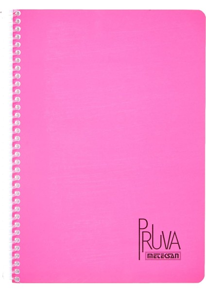 Pruva A4 Pet Spiralli Karton Kapaklı Defter 144 Yaprak - Çizgili - Fuşya