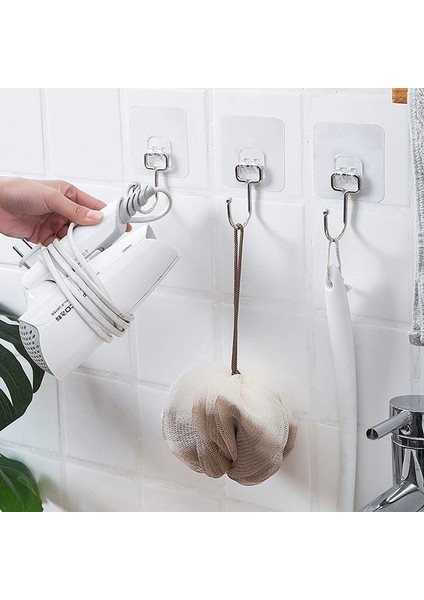 Banyo Için Krom Güçlü Yapışkan Kancalar,yapışkanlı Askılar,mutfak,ev Ofis Için Duvar Askıları 3 Adet