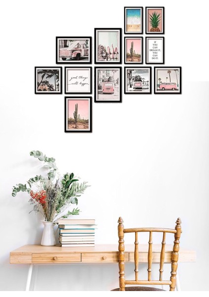12 Parça Ahşap Mdf Duvar Posteri Tablo Seti Çerçeve Görünümlü DEKOLIADKJ071-S
