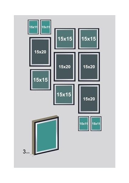 12 Parça Ahşap Mdf Duvar Posteri Tablo Seti Çerçeve Görünümlü DEKOLIADKJ071-S