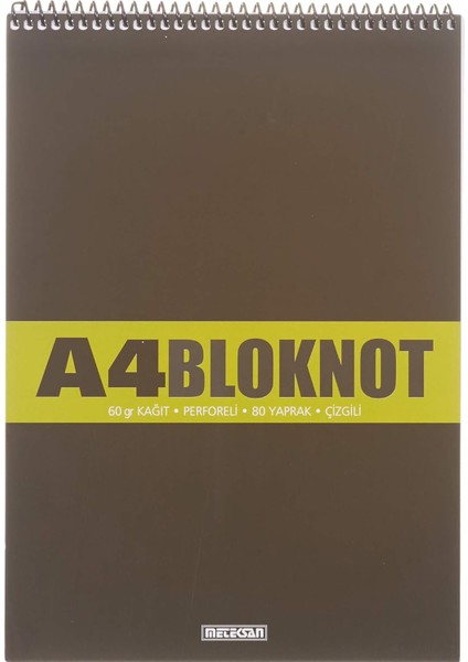 A4 Pet Spiralli Bloknot 80 Yaprak, Çizgili