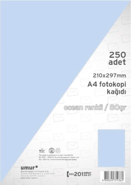 A4 Renkli Fotokopi Kağıdı, Ocean, 250 Yaprak