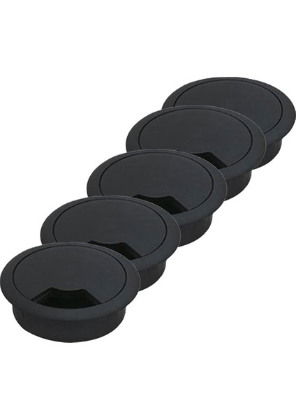 Masa Üstü Kablo Kanalı Deliği Kapağı Siyah Masa Kapağı 6 cm (5 Adet)
