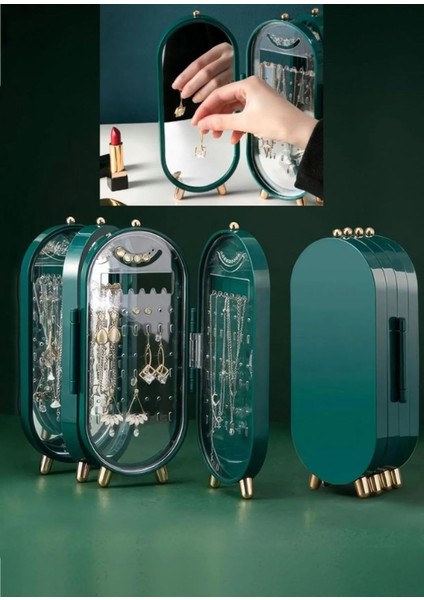 Katlanabilir Aynalı ve Ayaklı Takı Standı, Şık ve Ergonomik Tasarım, Çok Amaçlı Depolama, Kolay Kurulum, Takılar ve Aksesuarlar Için Ideal, Dekoratif ve Kullanışlı