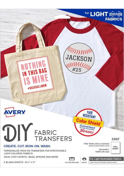 Hafif Kumaşlar Için Yazdırılabilir Gerilebilir Isı Transfer Kağıdı, 8.5 "x 11", Mürekkep Püskürtmeli Yazıcı, 5 Yaprak (3302)