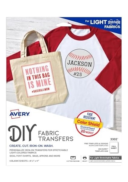 Hafif Kumaşlar Için Yazdırılabilir Gerilebilir Isı Transfer Kağıdı, 8.5 "x 11", Mürekkep Püskürtmeli Yazıcı, 5 Yaprak (3302)