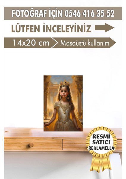 NO:119 Kişiye Özel Tasarım Kız Çocuk Tablosu Hediyelik Kraliyet Kıyafetli Portresi