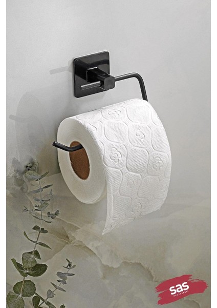 Haus Kare Yapışkanlı Açık Tuvalet Kağıtlığı Wc Kağıtlık Tutucu Siyah KS-001