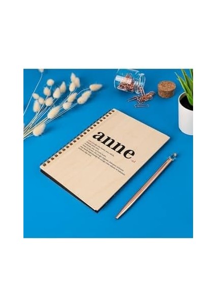 Anneler Günü Hediyesi 8 cm x 12 cm Ölçülerinde Çizgisiz 48 Yaprak Ahşap Kapaklı Defter modelleri