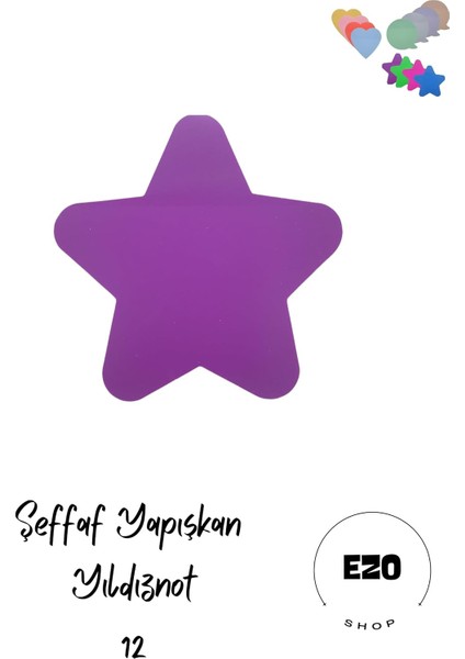 Şeffaf Renkli Yapışkanlı Not Kağıdı Yıldıznot (Mor 12)