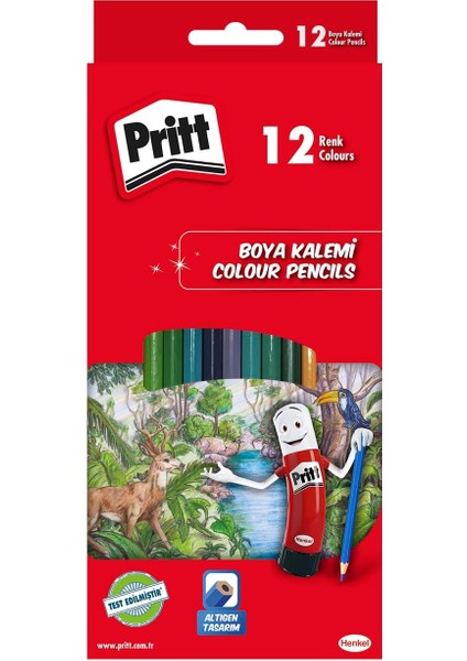 12'li Uzun Kuru Boya Kalemi, 12 Renk