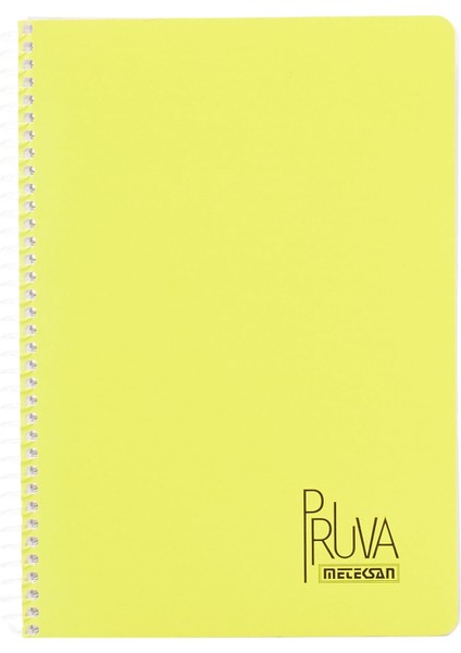 Pruva A4 Pet Spiralli Karton Kapaklı Defter 144 Yaprak - Çizgili - Sarı