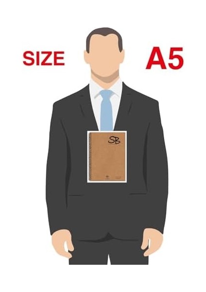 Sb A5 140 Sayfa Defter Kraft Kapak Spiralli Hafif Kağıt Çizgili 70 Yp.