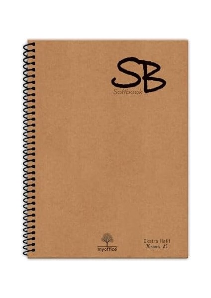 Sb A5 140 Sayfa Defter Kraft Kapak Spiralli Hafif Kağıt Çizgili 70 Yp.
