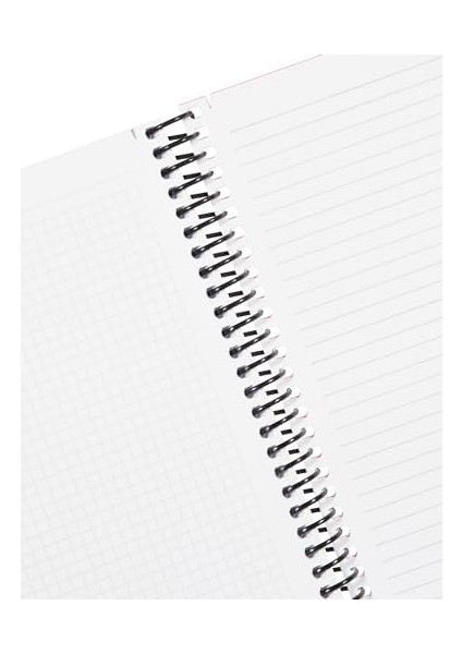 Infinity Primary Serisi, A4, 5 Konulu (4 Kareli, 1 Çizgili) 150 Yaprak Pp Kapaklı Spiralli Defter, Kırmızı