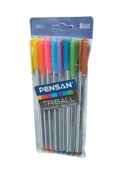 Triball Tükenmez Kalem Renkli 8'li Vakumlu - PE01003TKRK08 fiyatları