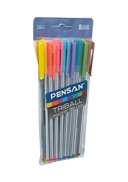 Triball Tükenmez Kalem Renkli 8'li Vakumlu - PE01003TKRK08 modelleri