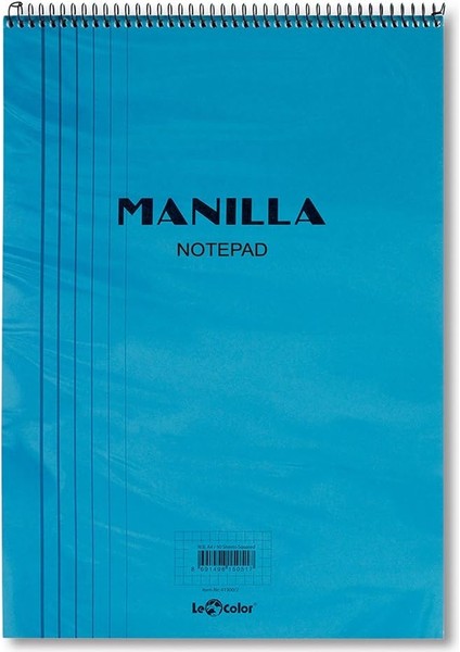 Color 41300/2 Manila Notepad Yumuşak Kapak, 1.hamur Kağıt Spiralli, Mavi