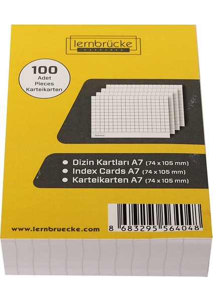 Beyaz Kareli A7 Dizin Kartı Karteıkarten 100'LÜ