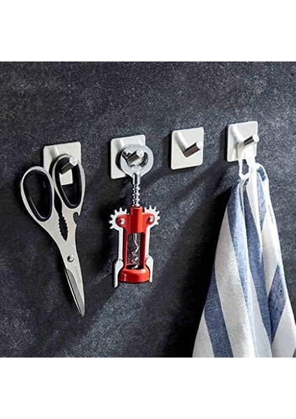 Yapışkanlı Askılık - 5'li Paket, Ağır Hizmet, Duvar Kancaları, Su Geçirmez Paslanmaz Çelik Askılıklar Ceket, Havlu, Bornoz Askılık Duvara Montaj, Banyo Mutfak Garaj Ev Otel Ofis Dolabı ve Yatak Odası Askıları 3m Bantlı, Krom 02