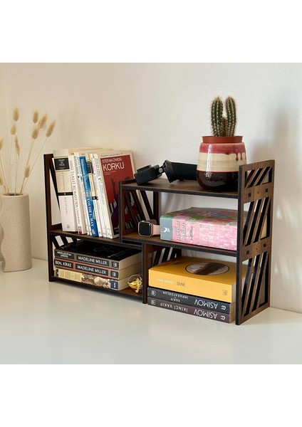 Kayar Kitaplık - Raf Düzenleyici, Ayarlanabilir Genişlik, Modern Tasarım, Kitap ve Ofis Malzemesi Saklama Çözümü