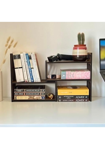 Kayar Kitaplık - Raf Düzenleyici, Ayarlanabilir Genişlik, Modern Tasarım, Kitap ve Ofis Malzemesi Saklama Çözümü fiyatları