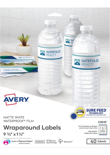 Yazdırılabilir Boş Sarmalı Dikdörtgen Etiketler, 3,18 cm x 24,8 cm , Mat Beyaz, 40 Özelleştirilebilir Etiket (22845)