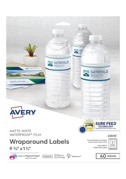 Yazdırılabilir Boş Sarmalı Dikdörtgen Etiketler, 3,18 cm x 24,8 cm , Mat Beyaz, 40 Özelleştirilebilir Etiket (22845) fiyatları