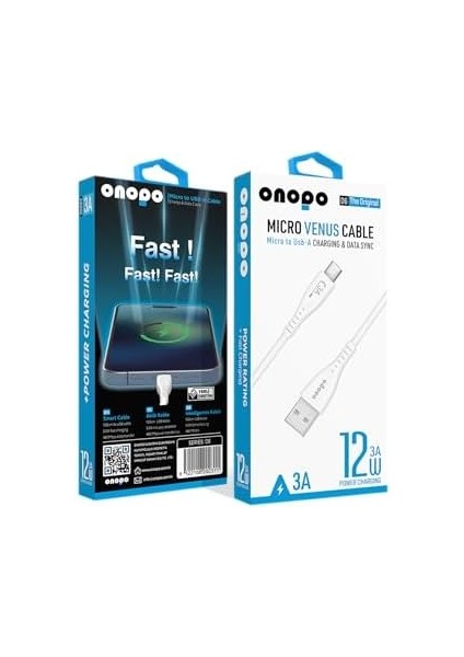 Android Uyumlu Micro USB Hızlı Şarj ve Data Kablosu 3.0A / 1mt - D6