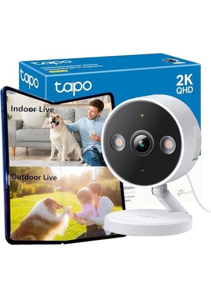 Tp-Link C120,2k4mpkli Qhd, Starlight Sensör ile RenGece Görüşü, Mıknatıslı Gövde, Bebeası k AğlamTespiti,Yapay Zeka Desteği, Dahili Spot Işığı, Iç Mekan/dış Mekan Kablosuz Güvenlik Kamerası