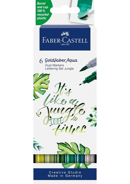 Goldfaber Aqua Çift Uçlu Markör, Kaligrafi, 6'lı Jungle