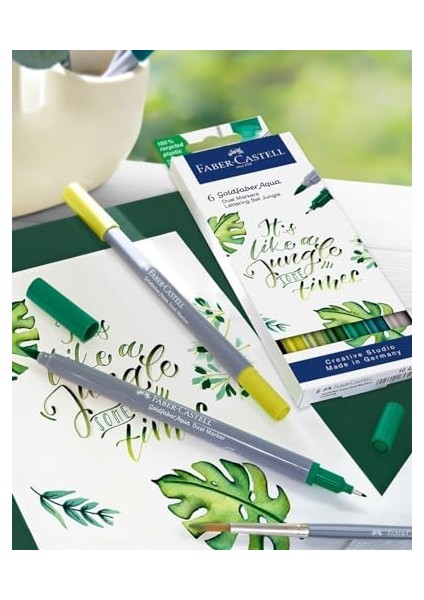 Goldfaber Aqua Çift Uçlu Markör, Kaligrafi, 6'lı Jungle