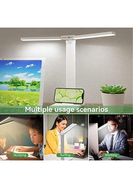 Çift Kafa Masa Lambası LED Kısılabilir, Kademesiz Karartma 3 Renk Sıcaklığı Seviyeleri Göz Koruması LED Masa Lambası, USB Portu Masa Lambası Çocuklar, Yatak Odası Ofis Için Dokunmatik Kontrol Masa Lambası fiyatları
