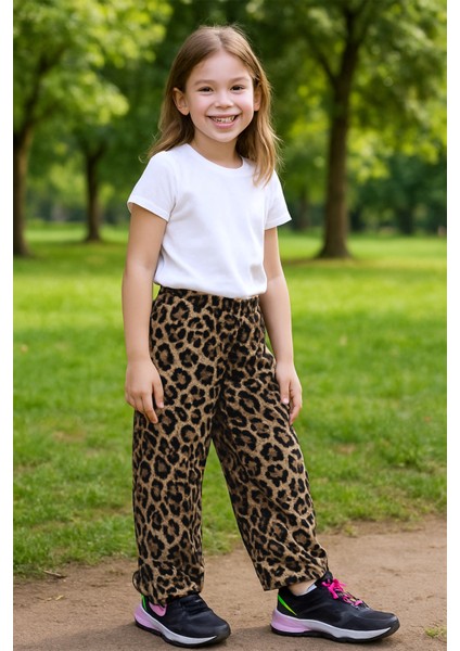 Kız Çocuk Alt Leopar Geniş Paça Desenli C5