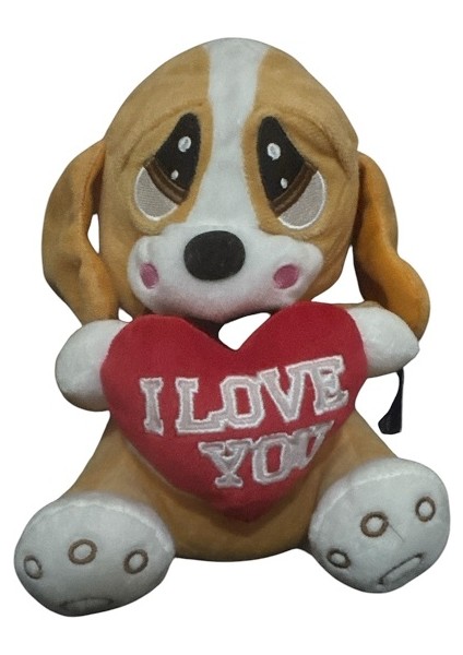 Kalpli Üzgün Köpek Peluş Oyuncak 25CM Açık Kahverengi