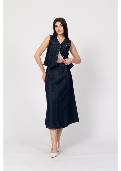 Denim-Kot Yelek ve Etek Takım 1225 fiyatları