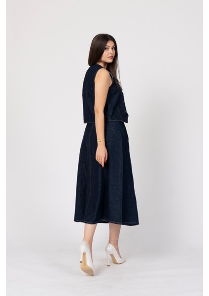 Denim-Kot Yelek ve Etek Takım 1225 indirimleri